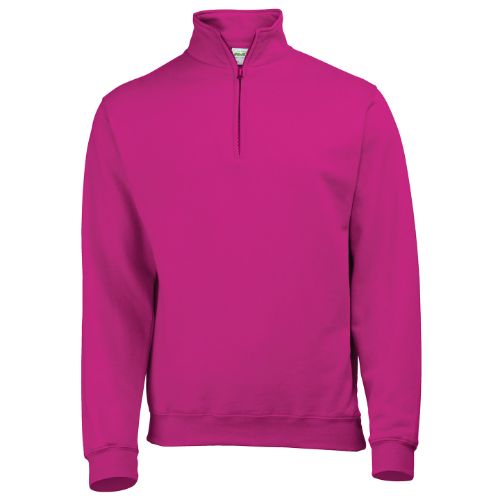 AWDis Just Hoods Sophomore ¼ Zip Sweatshirt Hot Pink